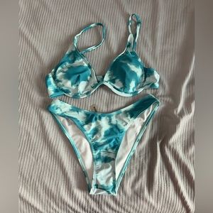 SHEIN Tie Dye Underwire High Cut Bikini